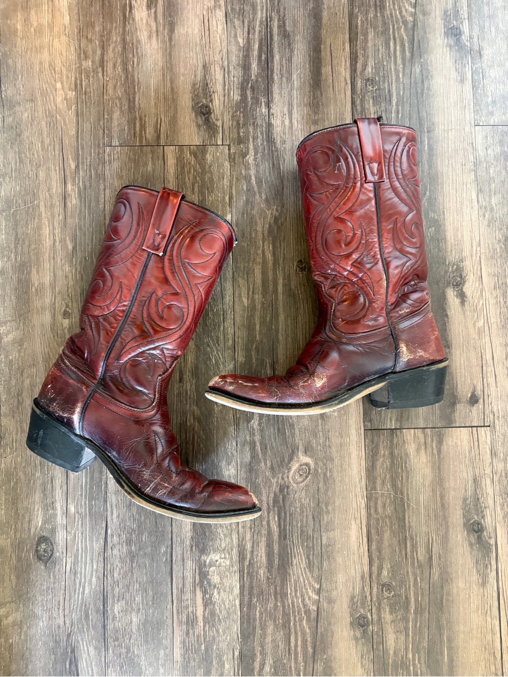 Vintage ACME Oxblood Burgundy Leather Cowboy Boots | Men’s 7 / Women’s 9